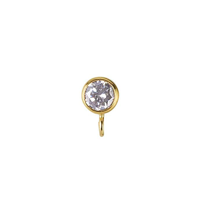 14/20 Yellow Gold-Filled CZ-Set Post Earring with Open Ring