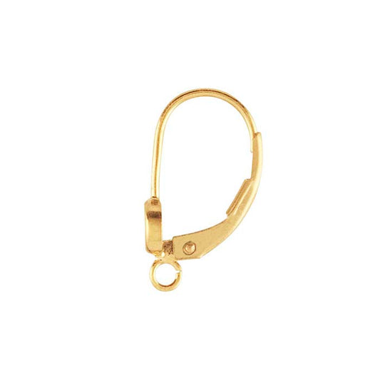 14/20 Yellow Gold-Filled CZ-Set Lever-Back Ear Wire with Open Ring