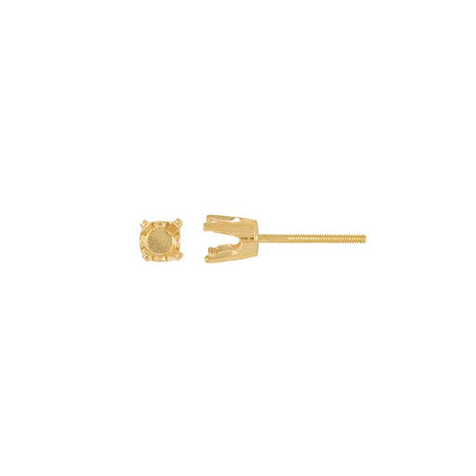 14K Gult Guld 4mm Rund Förskuren Gängad Stiftörhängefäste