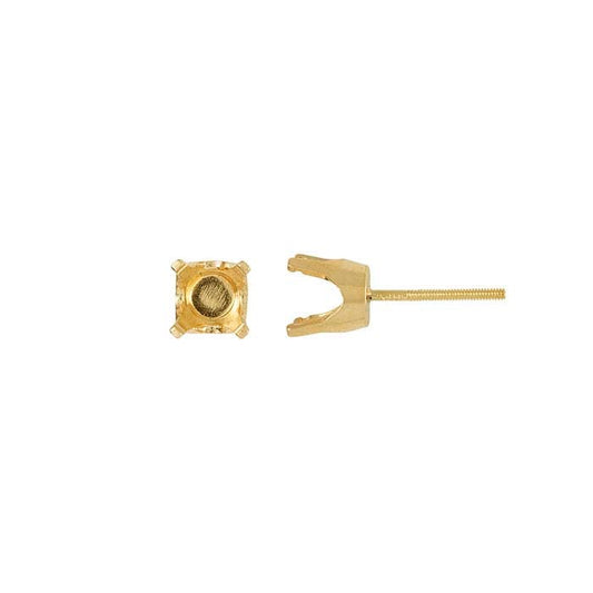 14K Gult Guld 6mm Rund Förskuren Gängad Stiftörhängefäste