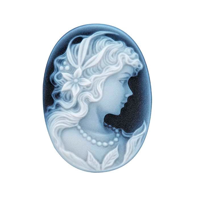 Svart agat 30 x 22 mm oval porträttcameo