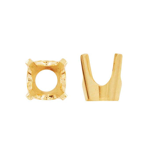 14 Karat Gelbgold, 3,2 mm, rund, niedrige Basis, 4-Krappen-Fassung