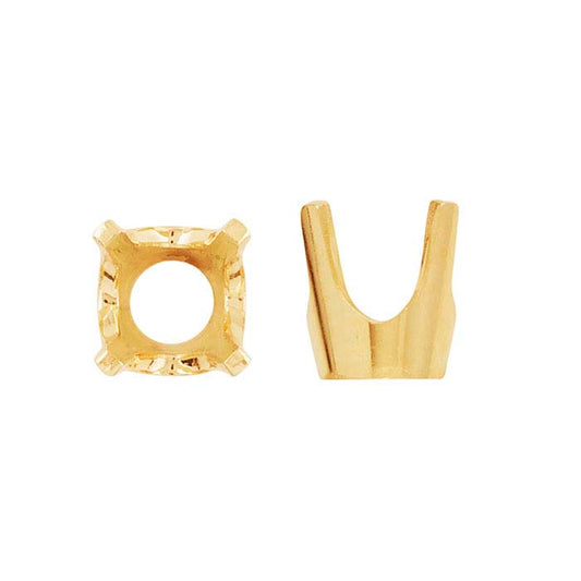 14 Karat Gelbgold, 4,5 mm, rund, niedrige Basis, 4-Krappen-Fassung