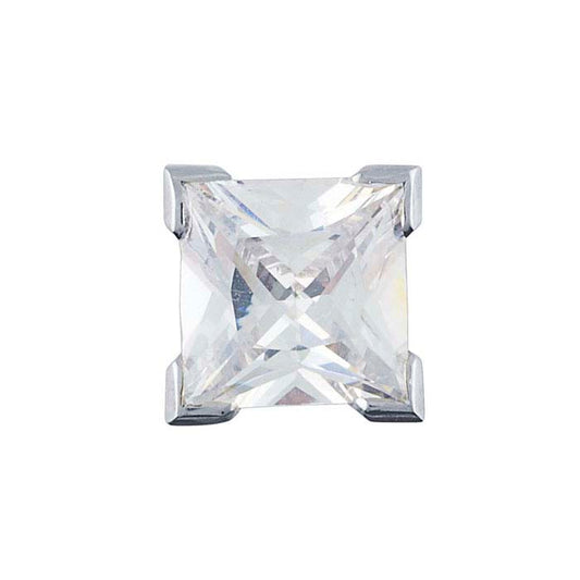 14K White Gold 7mm Princess V-Prong 4-Prong Setting