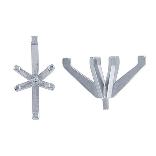 Montatura a 6 griffe con perno per marquise 6 x 3 mm in oro bianco 14K