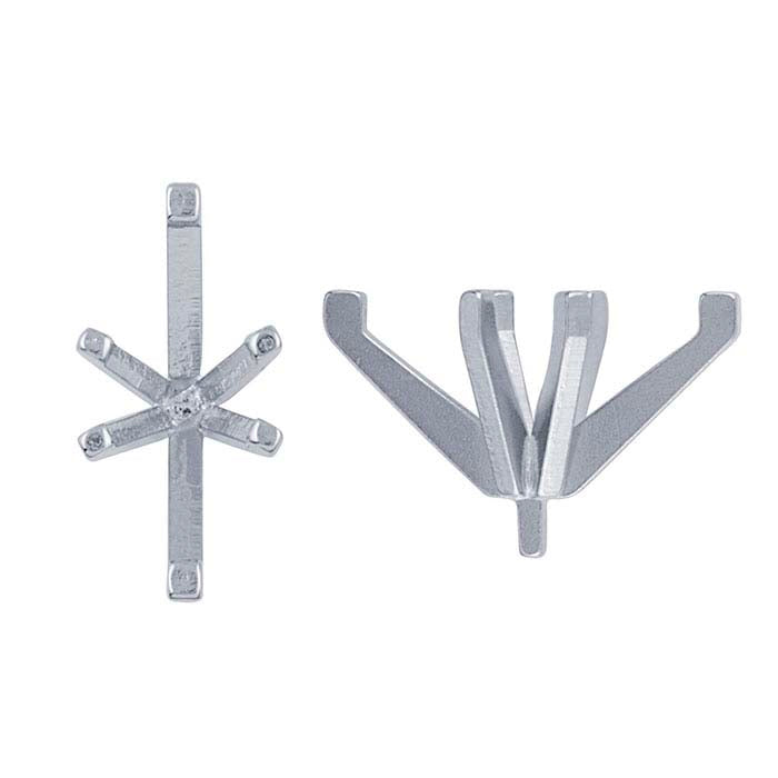 Montatura a 6 punte con perno in oro bianco 14K, marquise 7 x 3 mm