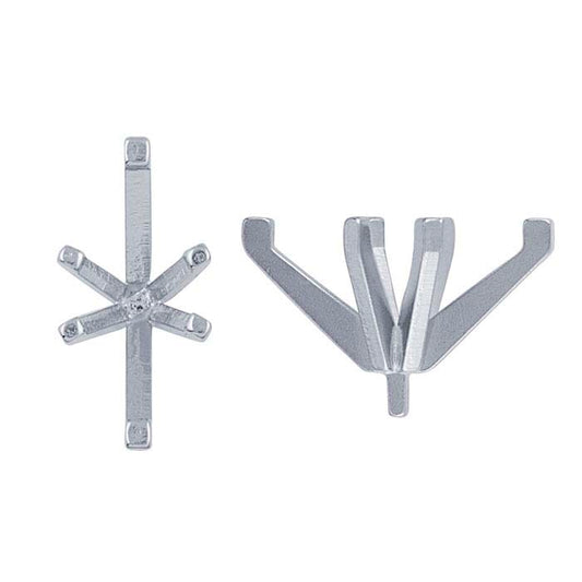 Montatura a 6 punte con perno in oro bianco 14K, marquise 7 x 3 mm