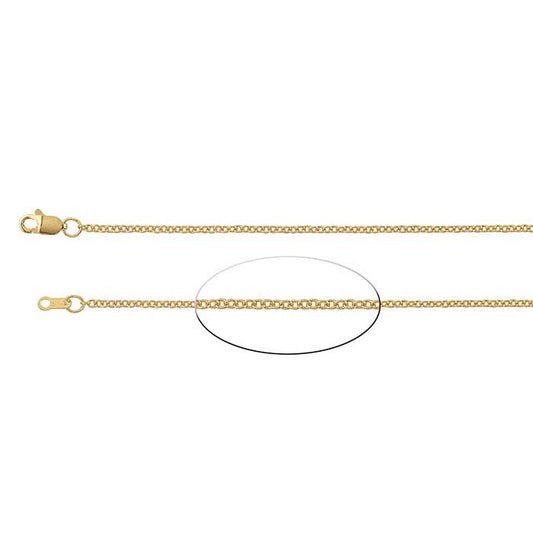 18K Yellow Gold 1.5mm Oval Cable Chain