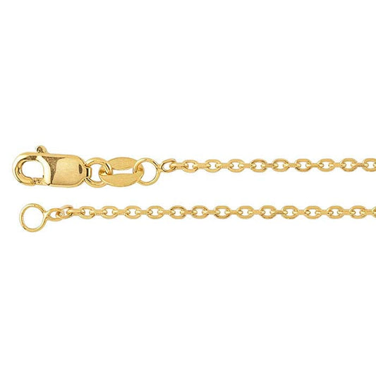 14K Yellow Gold Beveled Oval Cable Chain