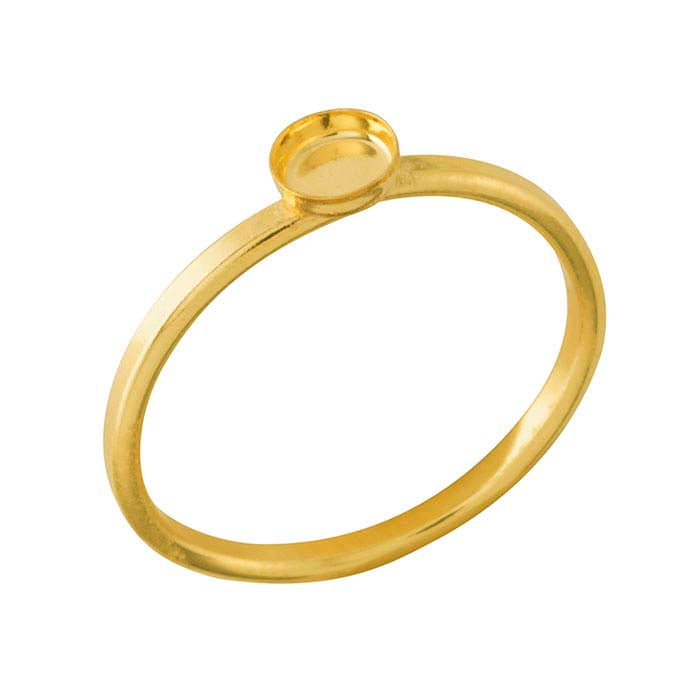 14/20 Yellow Gold-Filled Round Cabochon Ring Mounting