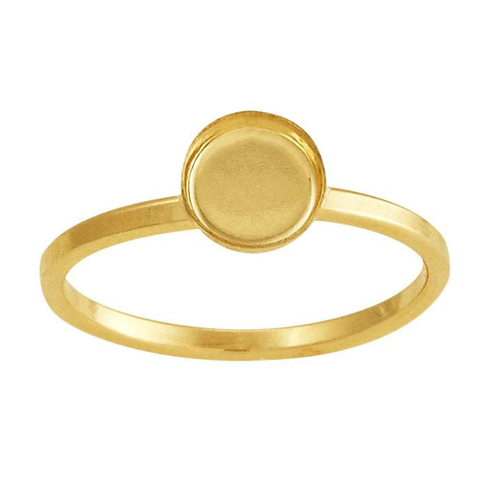 14/20 Yellow Gold-Filled Round Cabochon Ring Mounting