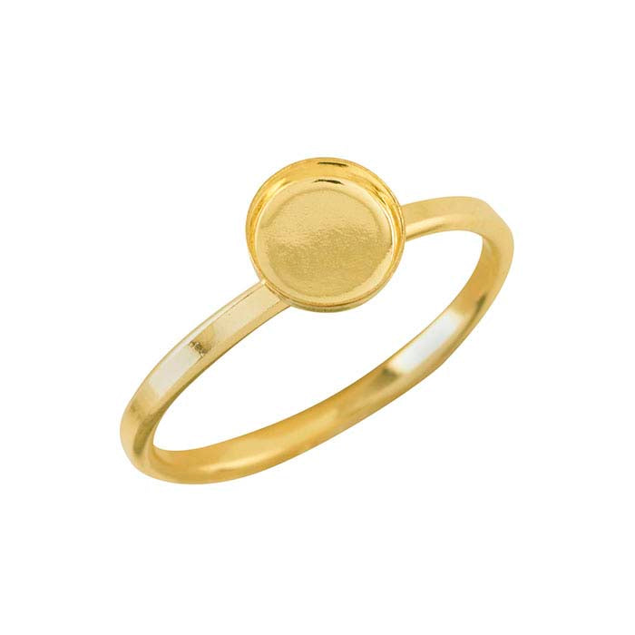 14/20 Yellow Gold-Filled Round Cabochon Ring Mounting