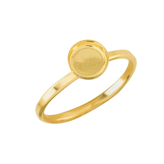 14/20 Yellow Gold-Filled Round Cabochon Ring Mounting