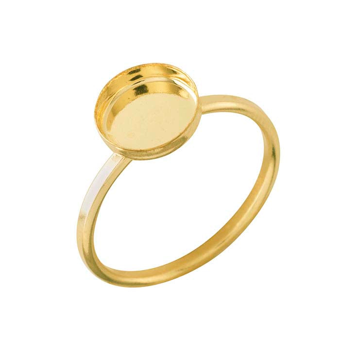 14/20 Yellow Gold-Filled Round Cabochon Ring Mounting