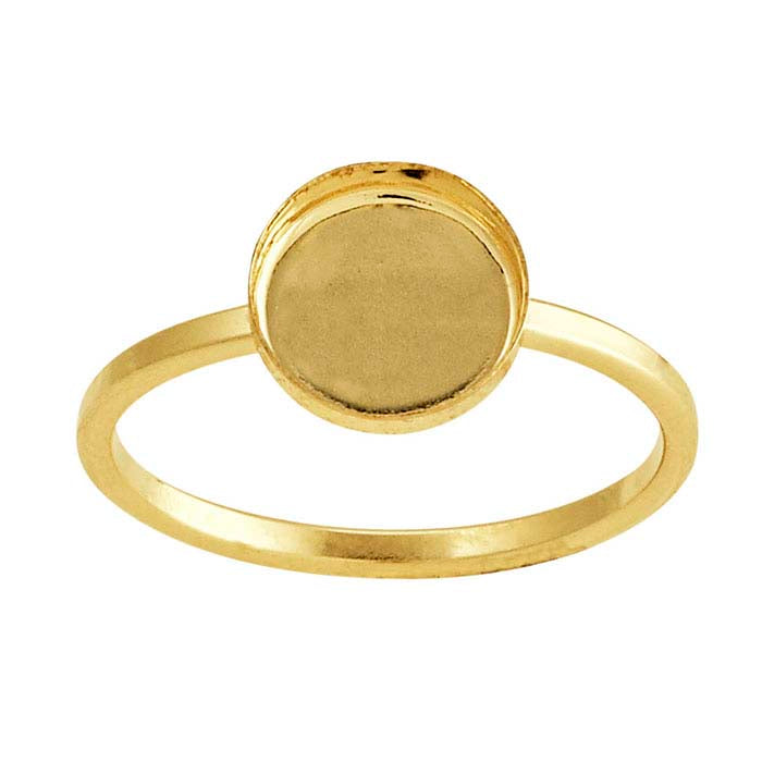 14/20 Yellow Gold-Filled Round Cabochon Ring Mounting