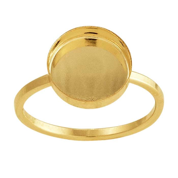 14/20 Yellow Gold-Filled Round Cabochon Ring Mounting