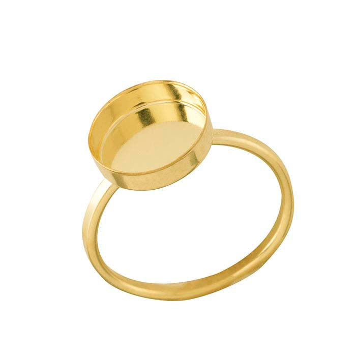 14/20 Yellow Gold-Filled Round Cabochon Ring Mounting