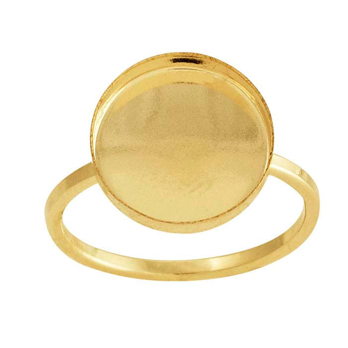14/20 Yellow Gold-Filled Round Cabochon Ring Mounting