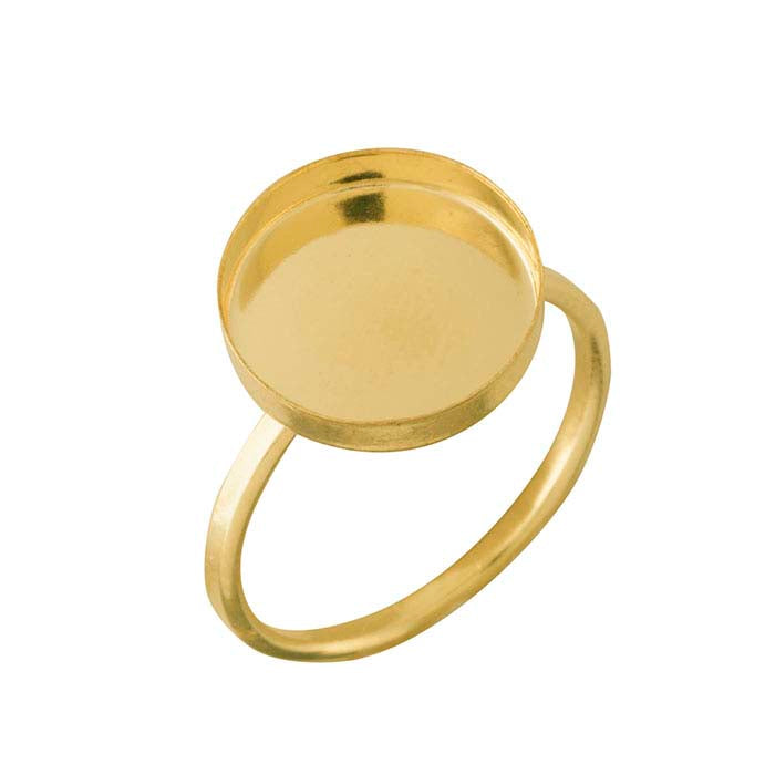 14/20 Yellow Gold-Filled Round Cabochon Ring Mounting