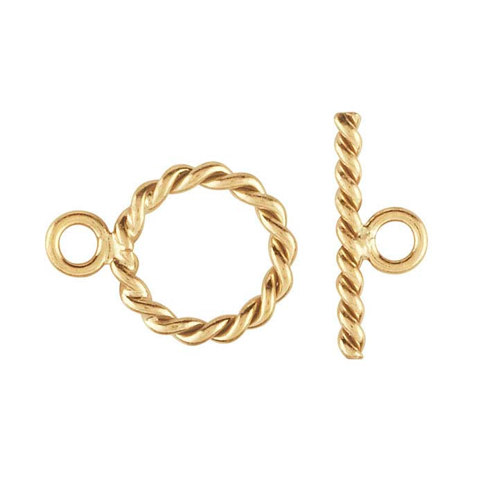 Chiusura a T a fine piatta a torsione 14/20 in oro giallo riempito 12,5 x 11,2 mm