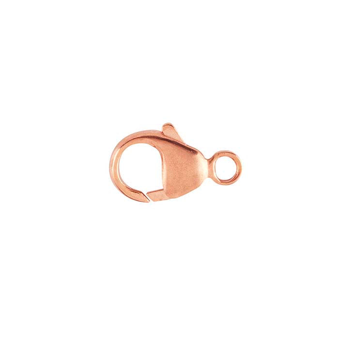 Chiusura a moschettone a goccia 14/20 in oro rosa placcato 13,2 x 7,8 mm con anello chiuso
