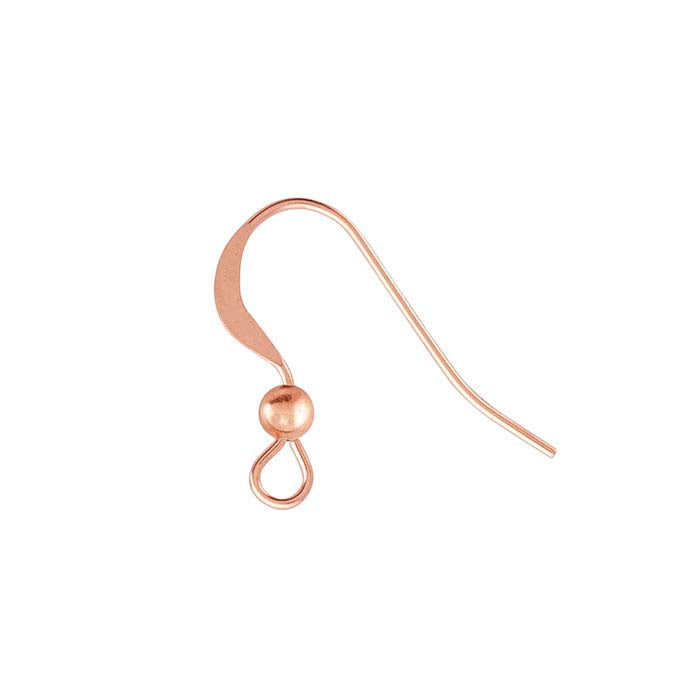 14/20 Roséguld-fylld platt öronkrok med ögla och 3 mm pärla