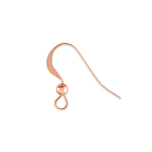 Filo per orecchini appiattito in oro rosa 14/20 con anello e perla da 3 mm