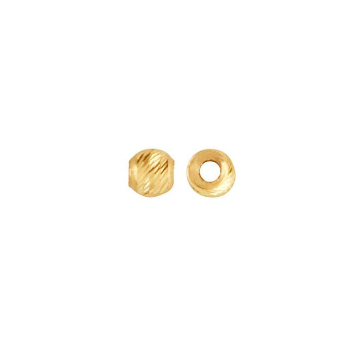 14K Gult Guld 2,5 mm Rund Diagonal Diamantskuren Pärla