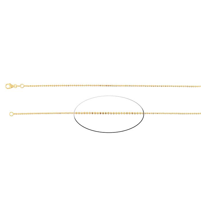 14K Yellow Gold Diamond-Cut Bead Chain
