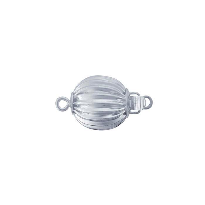 14K White Gold 17.2 x 10mm Corrugated Bead Safety Clasp