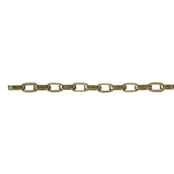 Steel Antique Brass-Finished 2.7mm Flat Oval Cable Chain, 6.1 m. Spool