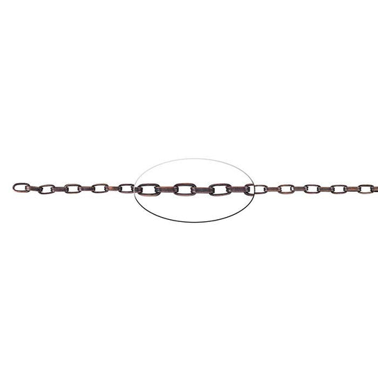 Stål Antik Koppar-Finish 2,7 mm Platt Oval Kabelkedja, 6,1 m Spole