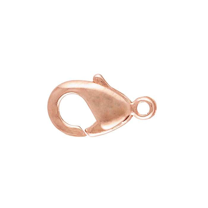 Chiusura a moschettone a goccia 10,3 x 5,2 mm in ottone placcato oro rosa con anello chiuso