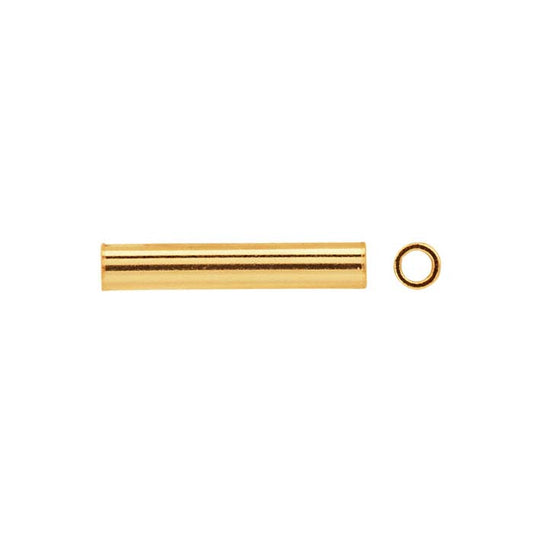 14/20 Geltono Aukso Užpildytas 6 x 1 mm Vamzdelio Karoliukas