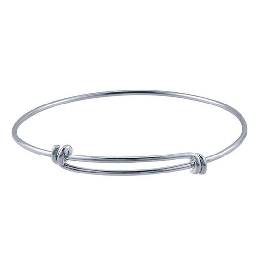 Brass Rhodium-Plated Expandable Bangle Bracelet