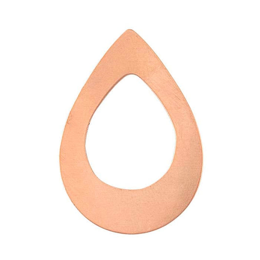 Copper 35 x 24mm Open Teardrop Stamping, 0.51mm
