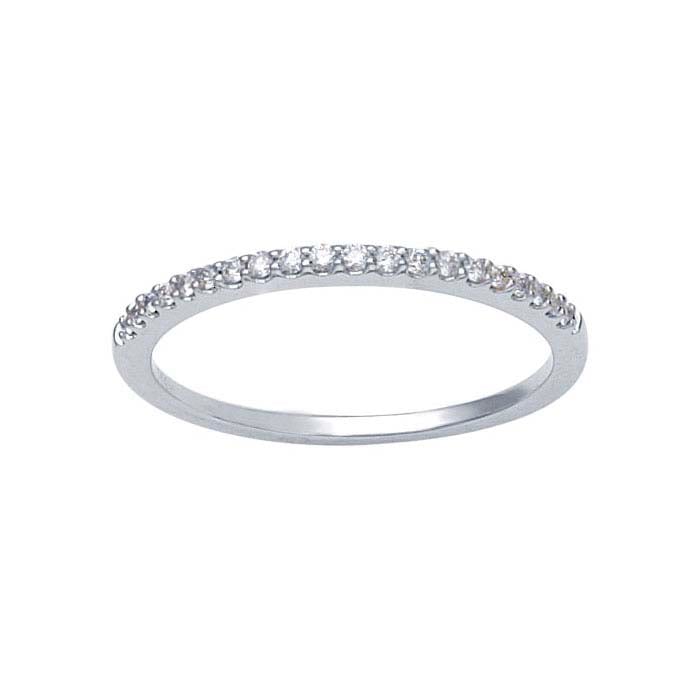 14K White Gold Diamond-Set Wedding Band