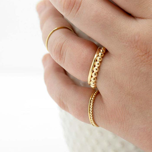 Anello a sfere da 3mm in oro giallo riempito 12/20