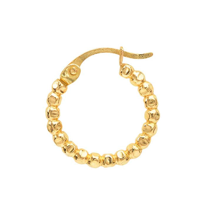 12/20 Yellow Gold-Filled Faceted Bead Round Hoop Earring