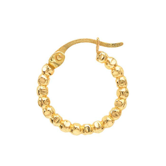 12/20 Yellow Gold-Filled Faceted Bead Round Hoop Earring