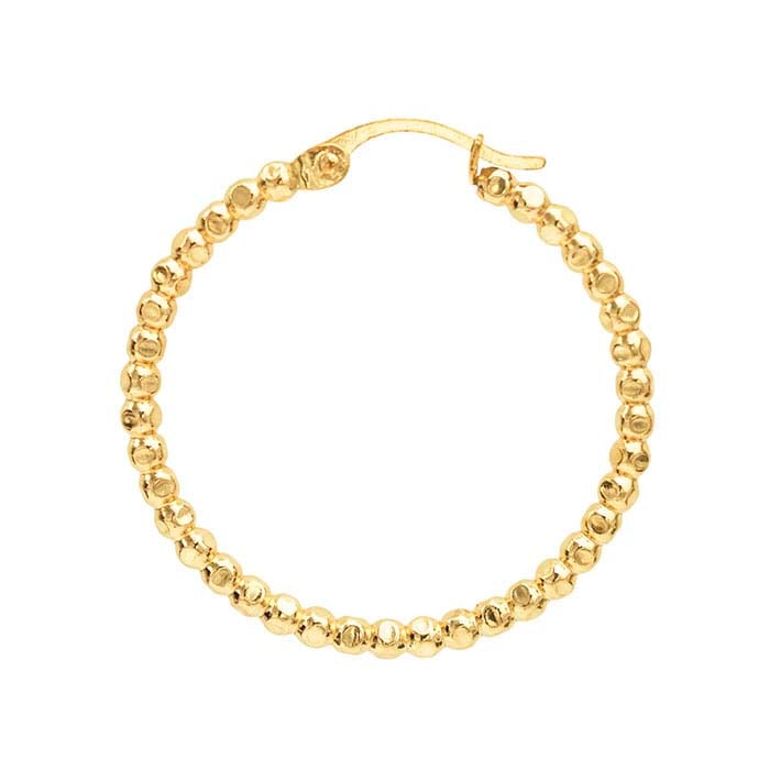 12/20 Yellow Gold-Filled Faceted Bead Round Hoop Earring