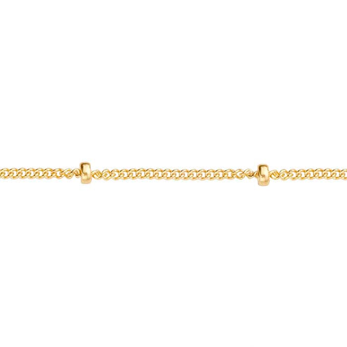 14/20 Yellow Gold-Filled 1mm Curb Chain with 1.8mm Beads
