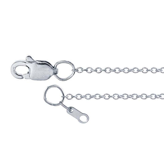 14K White Gold 1mm Oval Cable Chain