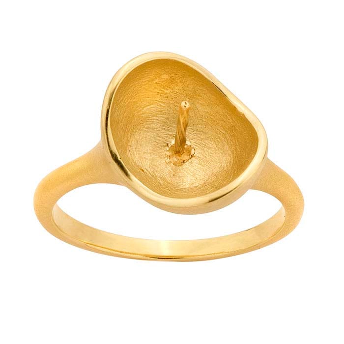 14K Yellow Gold Curved-Well Pearl Ring Mounting