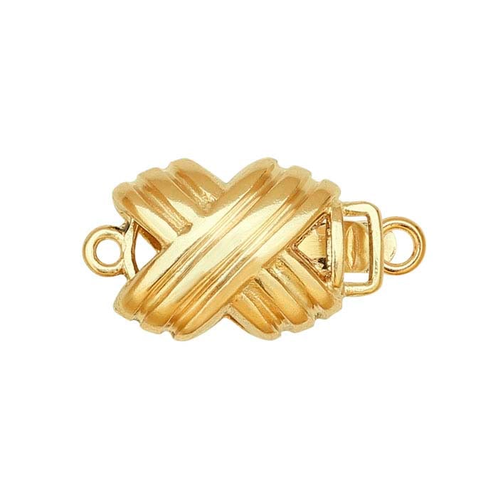 Chiusura di Sicurezza a Motivo X in Oro Giallo 14K 14,3 x 8mm