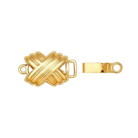 14K Yellow Gold 14.3 x 8mm X-Pattern Safety Clasp