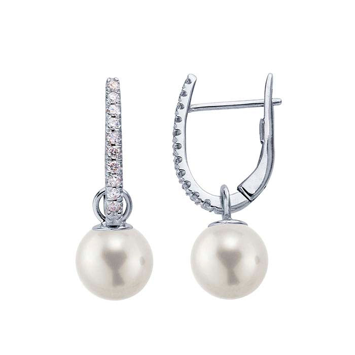 14K White Gold Lever-Back 4mm Pearl Ear Wire Mounting