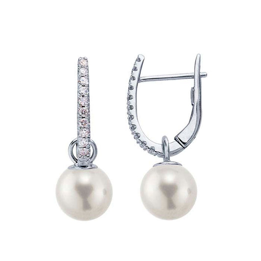 14K White Gold Lever-Back 4mm Pearl Ear Wire Mounting