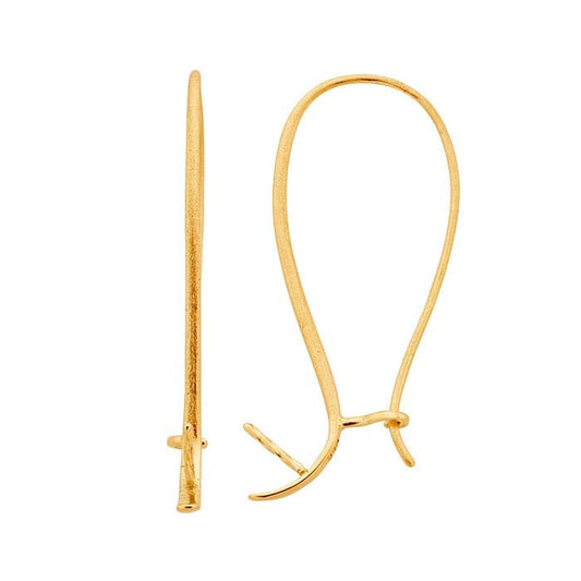 14K gult gull satin-finish buet perle øretråd montering