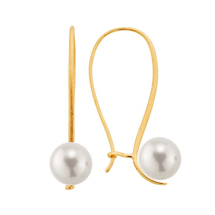 14K黄色黄金缎面弯曲珍珠耳线安装件